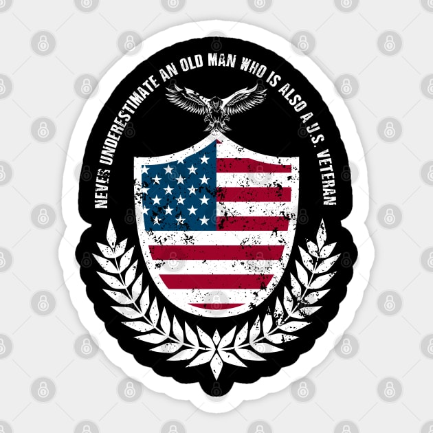 Never Underestimate An Old Man Who Is Also A U.S. Veteran Sticker by melenmaria